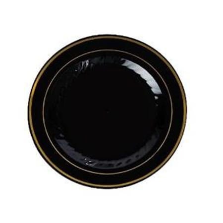 Fineline Settings Black and Gold Round Salad Plate 507-BKG